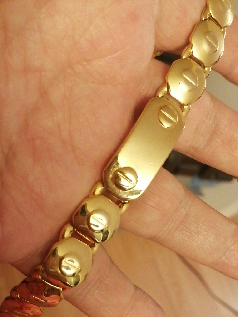 18 K Yellow Gold  Plated Women's Men's Bracelet 7.25" Long